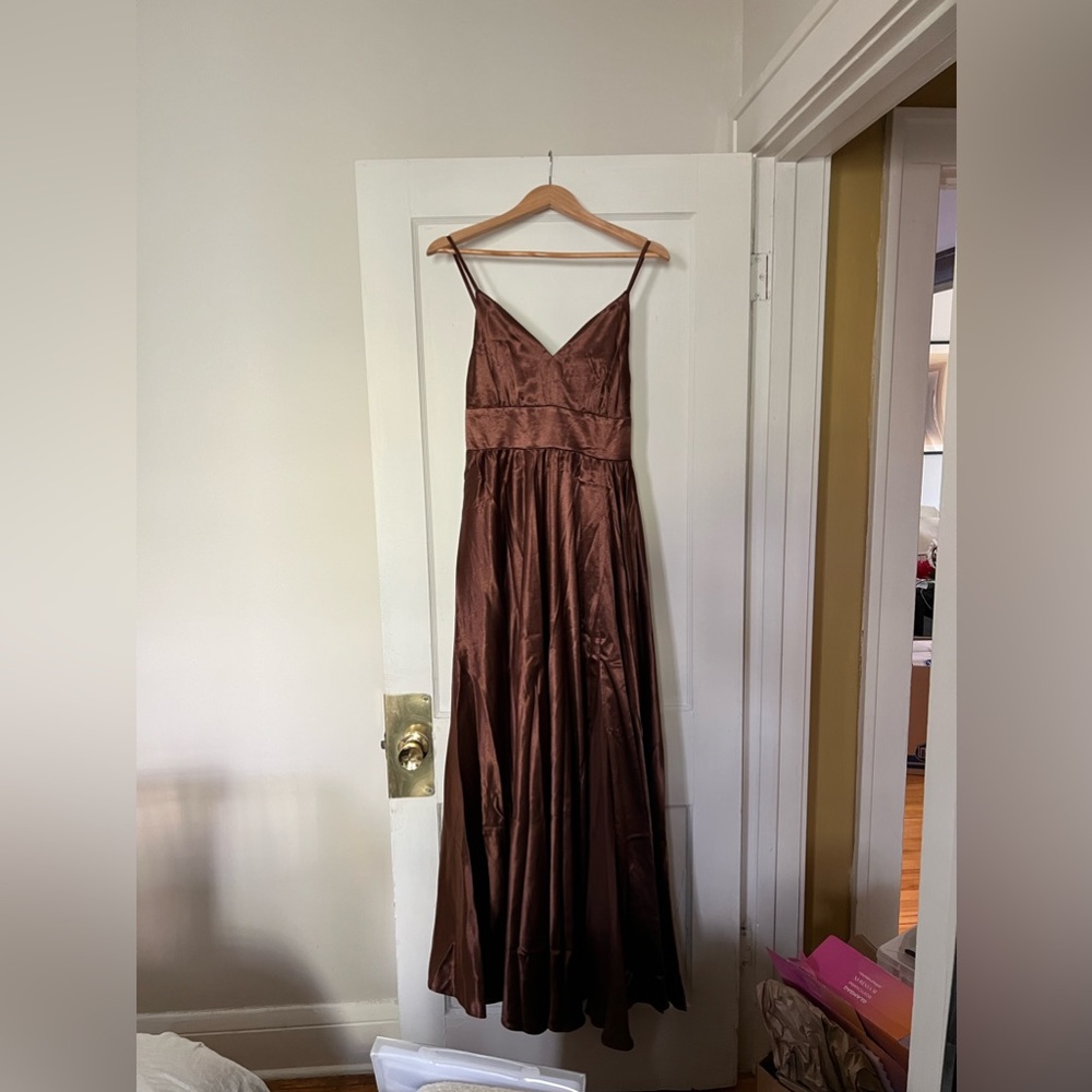 Little mistress pleated Maxi dress chocolate size US 6 (ASOS)